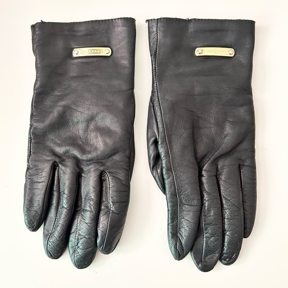 BURBERRY Authentic Women's 100% Sheep Leather Gloves Lined 6 1/2 - Picture 3 of 12